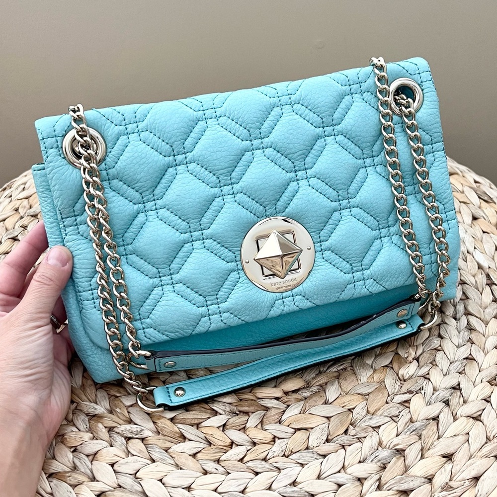 Kate Spade light blue chain strap crossbody shoulder Cynthia purse